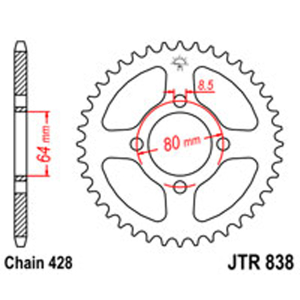 JT JT Rear Sprockets R/W 838-37T YAM
